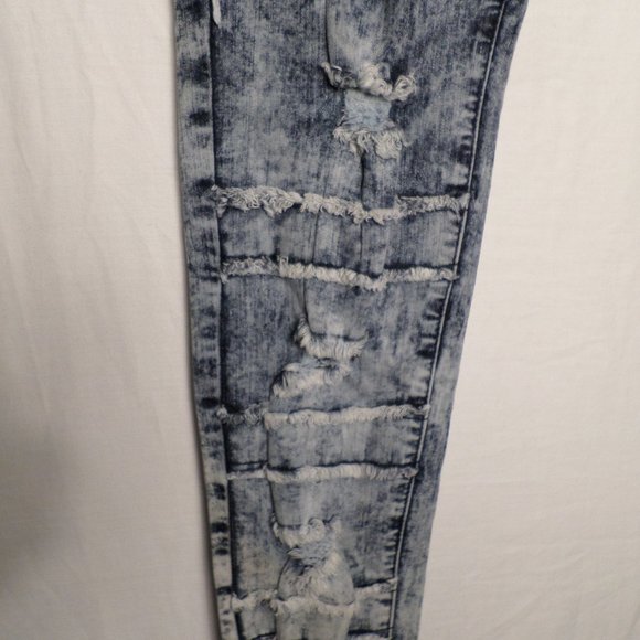 Encore Jeans USA Size XL Grey Acid Wash Skinny Jeans Fray Distressed Leg - Picture 3 of 15